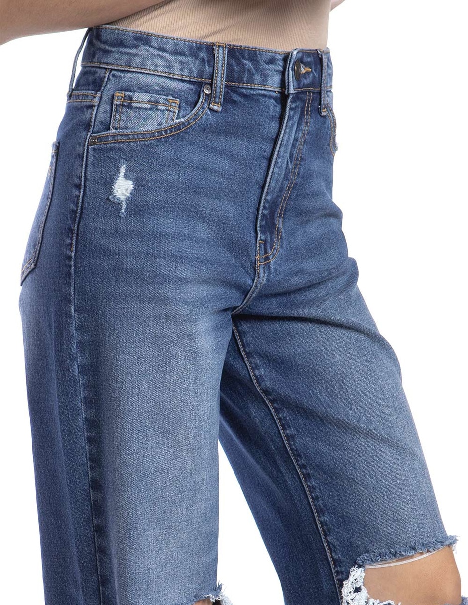 Jeans regular wide leg cintura alta mujer 4