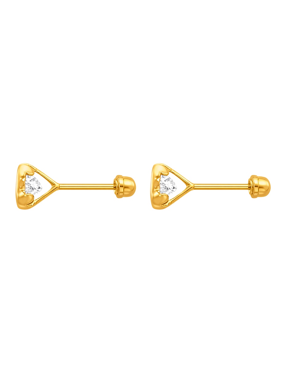Broqueles de oro 14 k con acabado brillante zirconia 2