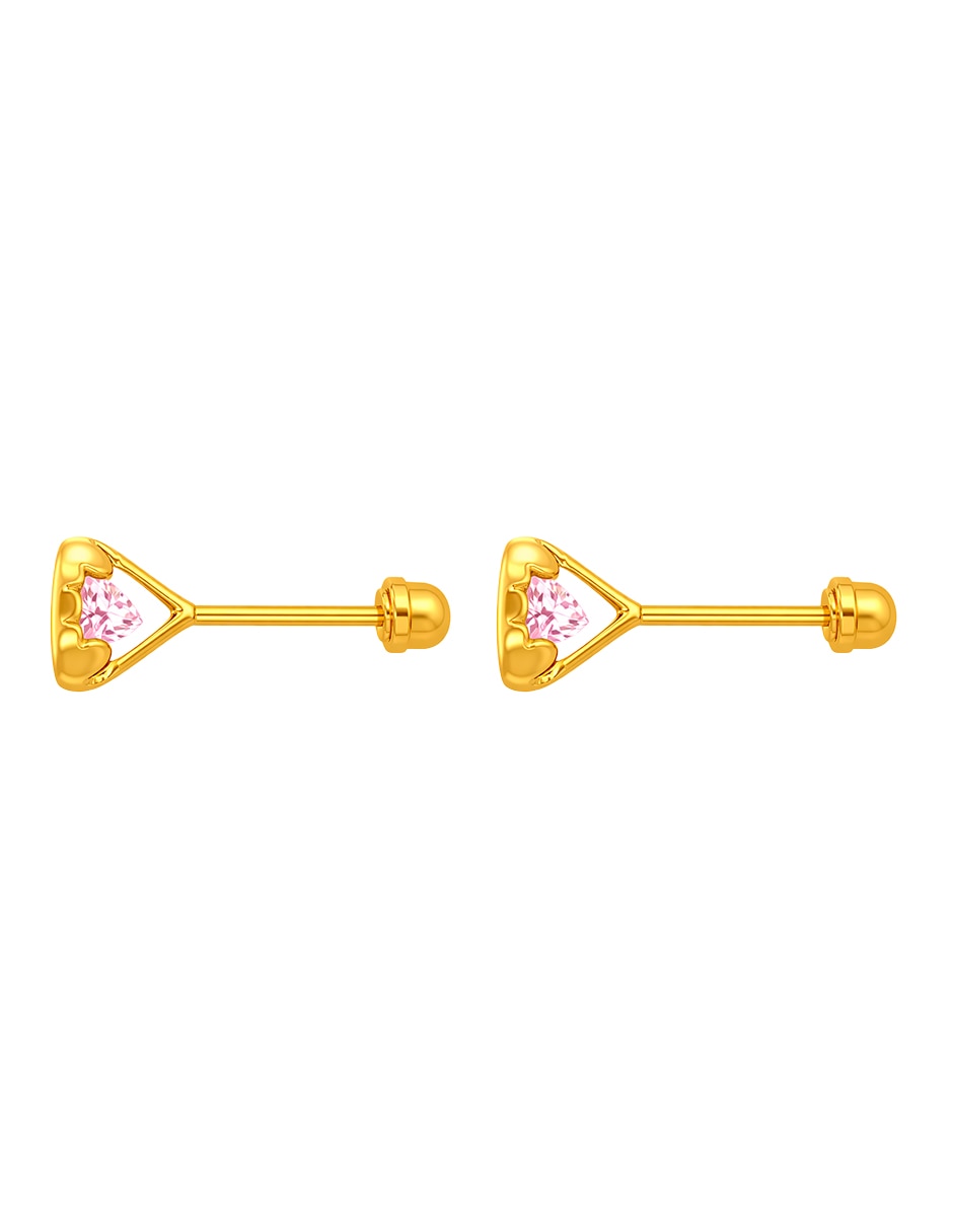 Broqueles de oro 14 k con acabado brillante zirconia 2