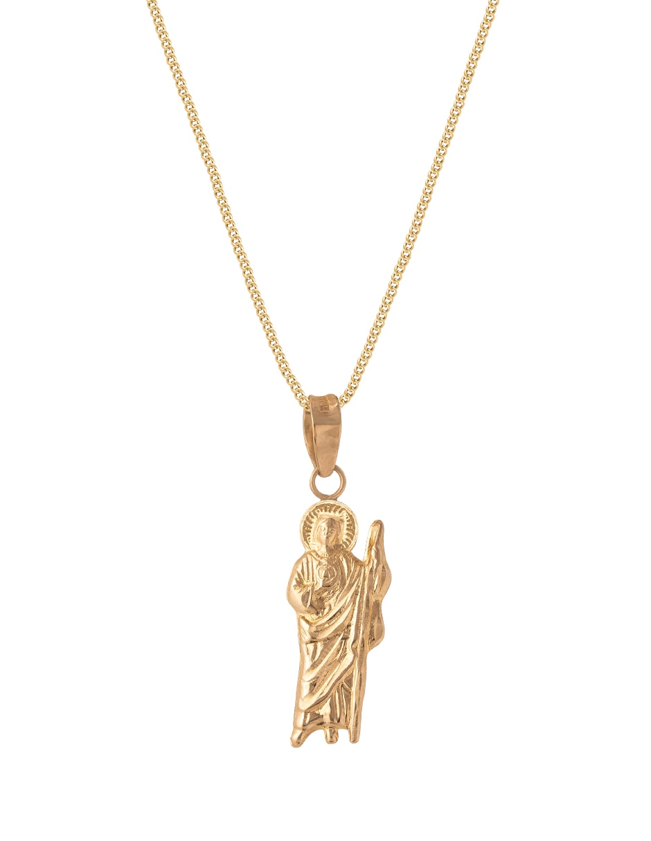 Collar con dije de San Judas Tadeo de oro amarillo 10 k