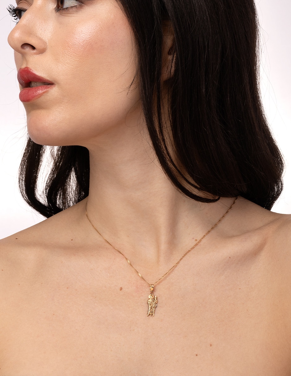Collar con dije de San Judas Tadeo Unlimited By Ob de oro amarillo 10 k