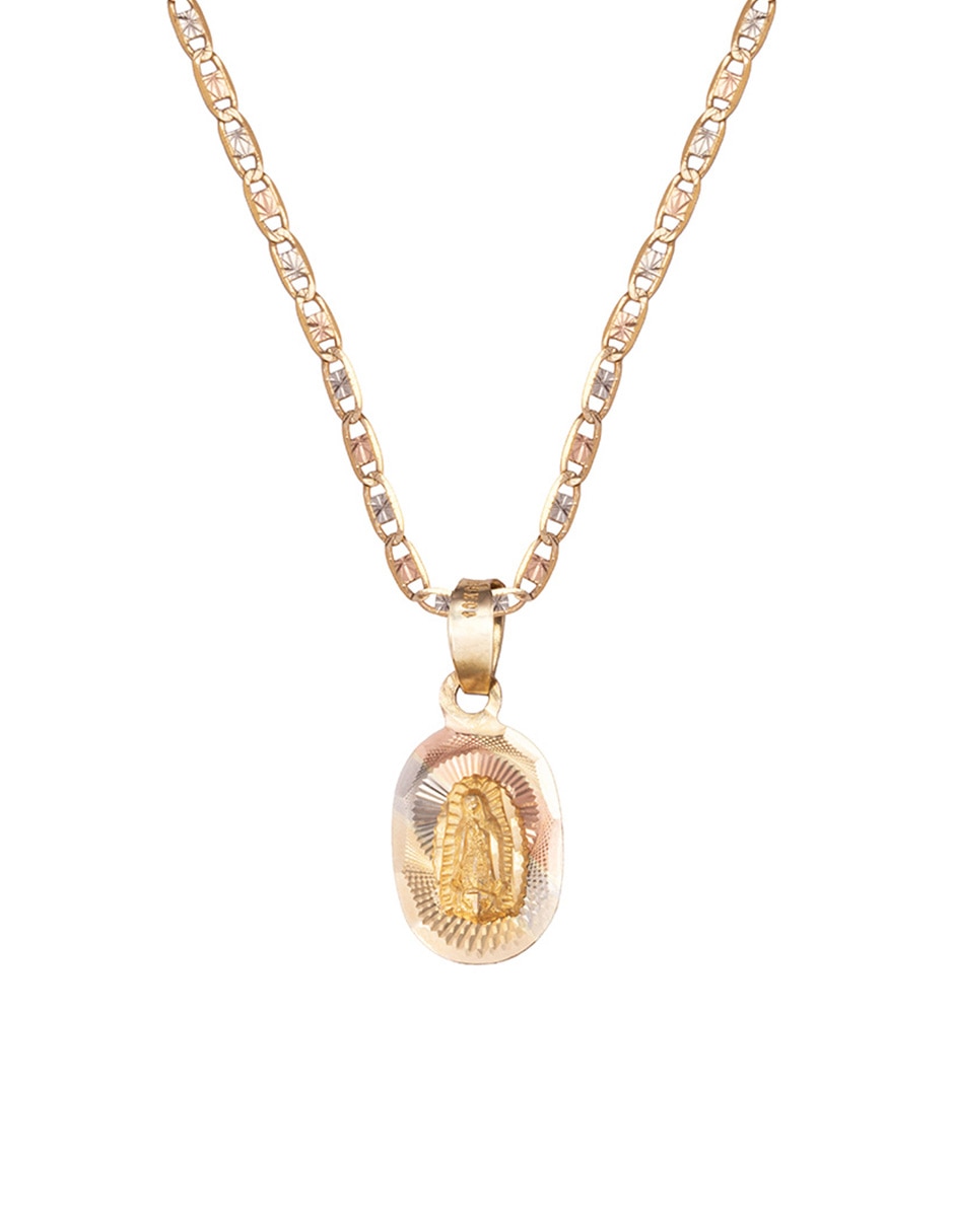 Collar con dije de Virgen de Guadalupe ovalado Unlimited By Ob de oro florentino 10 k