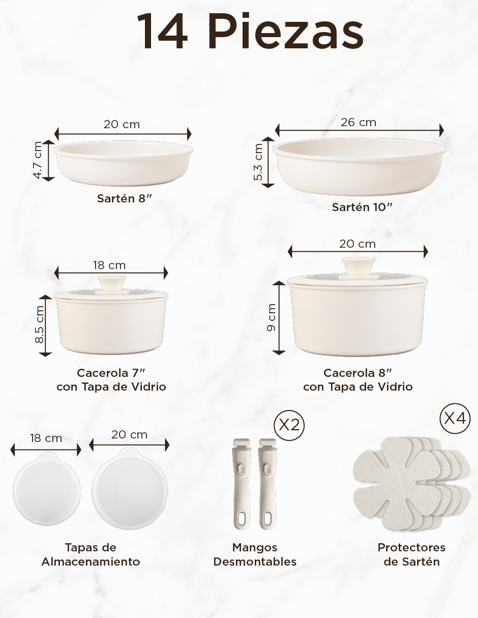 Batería de cocina Magma Life de aluminio fundido antiadherente cerámica 14 piezas