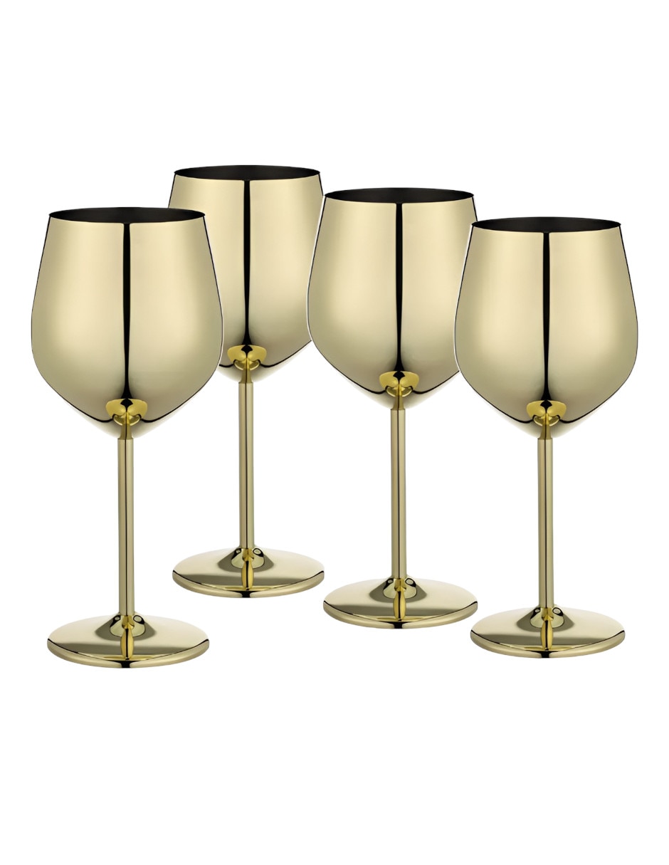 Set copas para vino de acero inoxidable 4 piezas