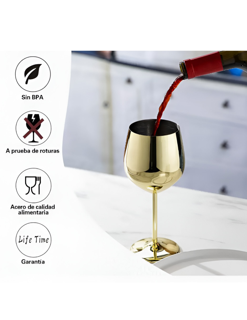 Set copas para vino Xtellar de acero inoxidable 4 piezas