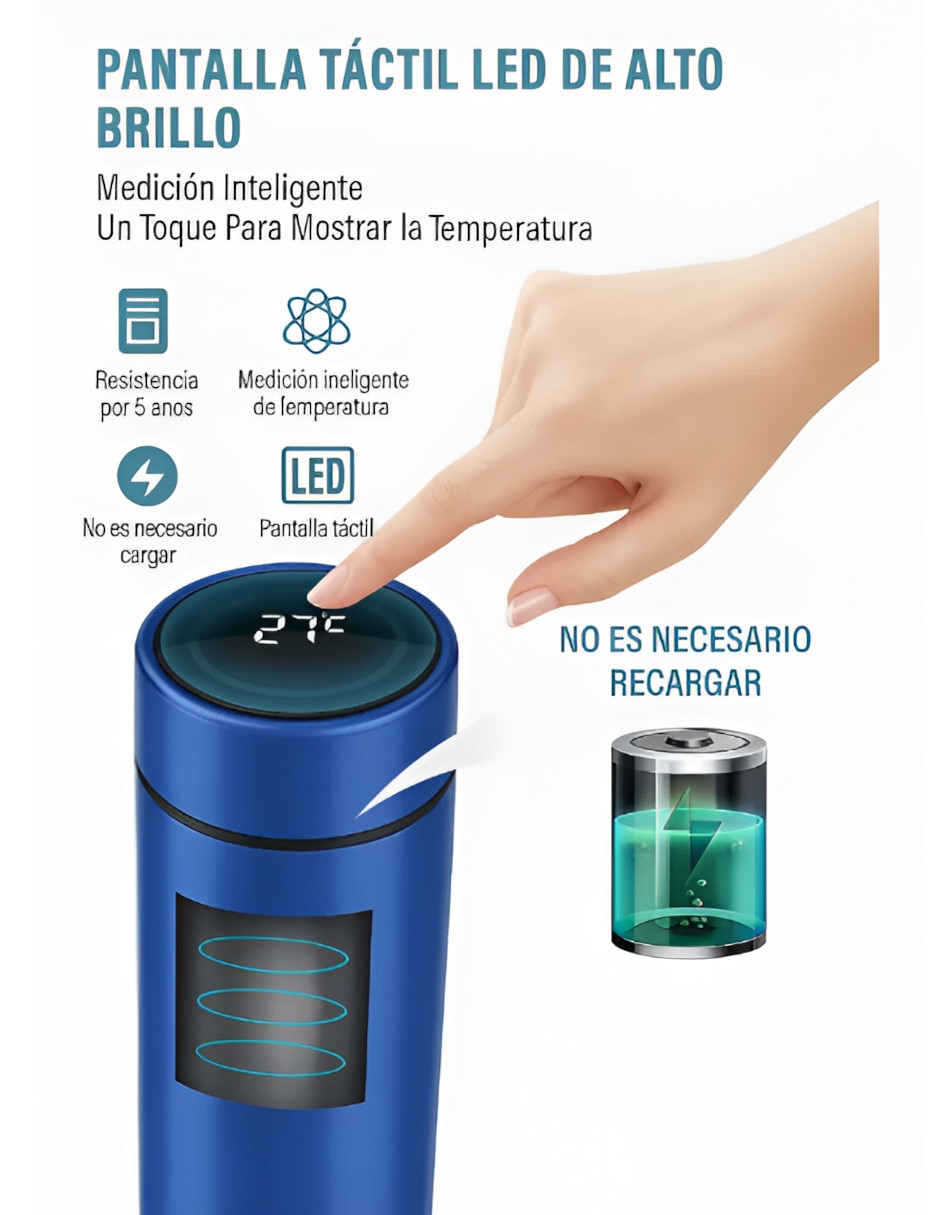 Termo de acero inoxidable con tapa rosca 500 ml 3