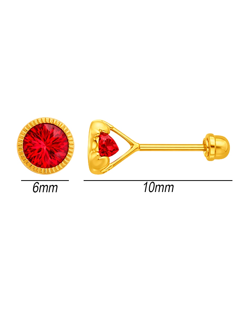 Broqueles de oro 14 k con acabado brillante zirconia 5