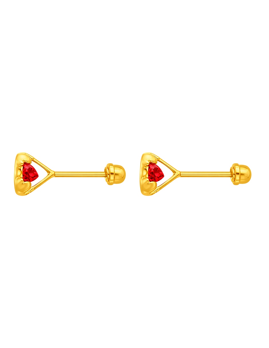 Broqueles de oro 14 k con acabado brillante zirconia 2
