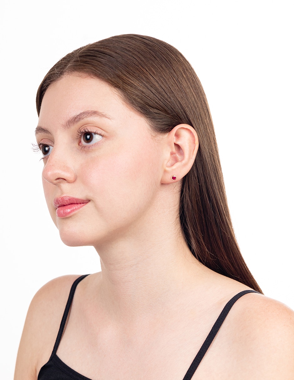 Broqueles de oro 14 k con acabado brillante zirconia 4