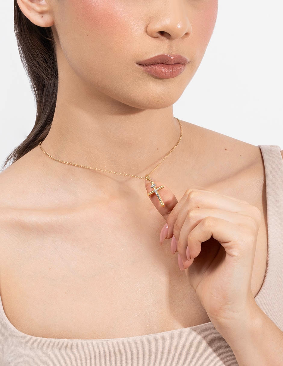 Collar con dije de cruz Unlimited By Ob de oro amarillo 10 k