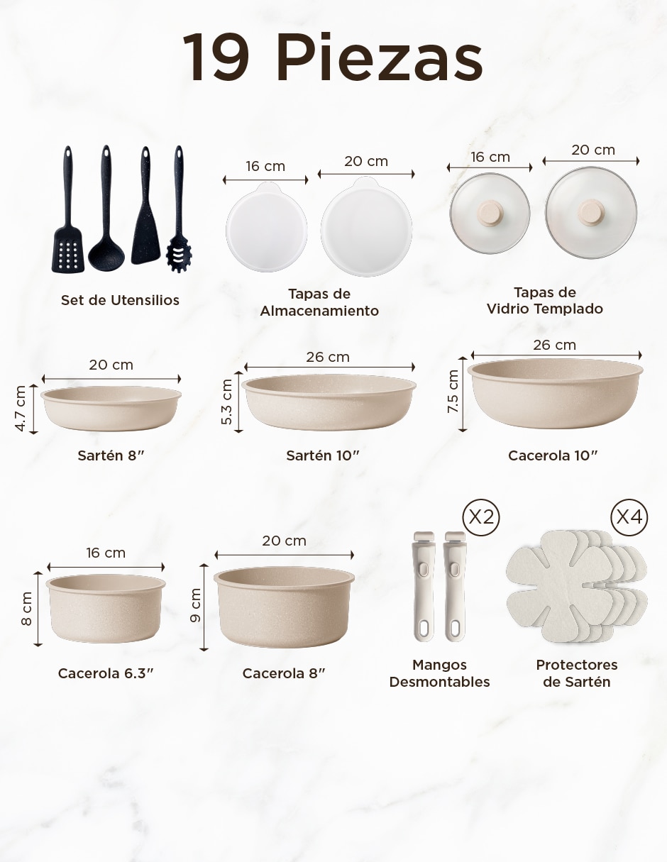 Batería de cocina Magma Life de aluminio fundido antiadherente sin pfoa 19 piezas