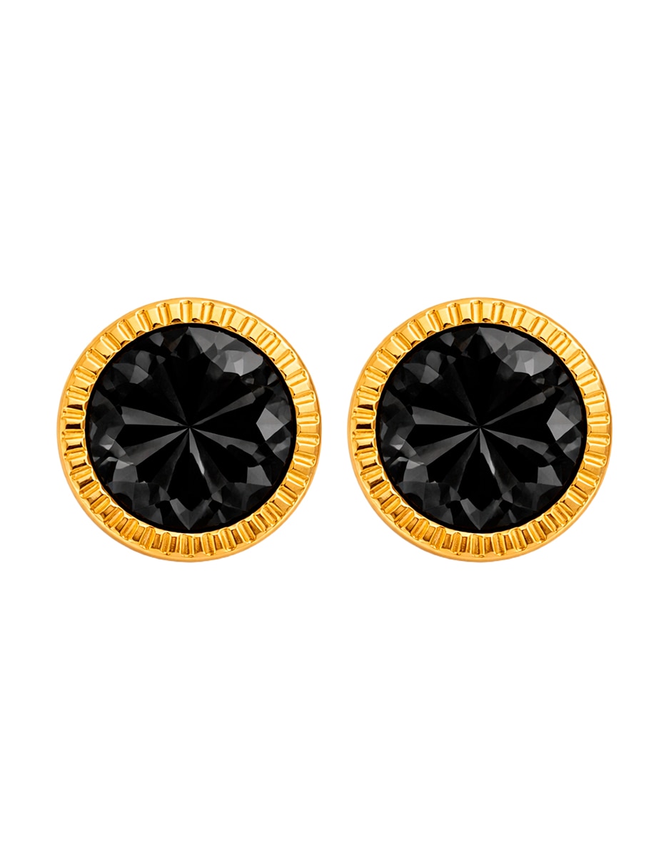 Broqueles de circular de oro 14 k con acabado brillante zirconia Broqueles de circular de oro 14 k con acabado brillante zirconia
