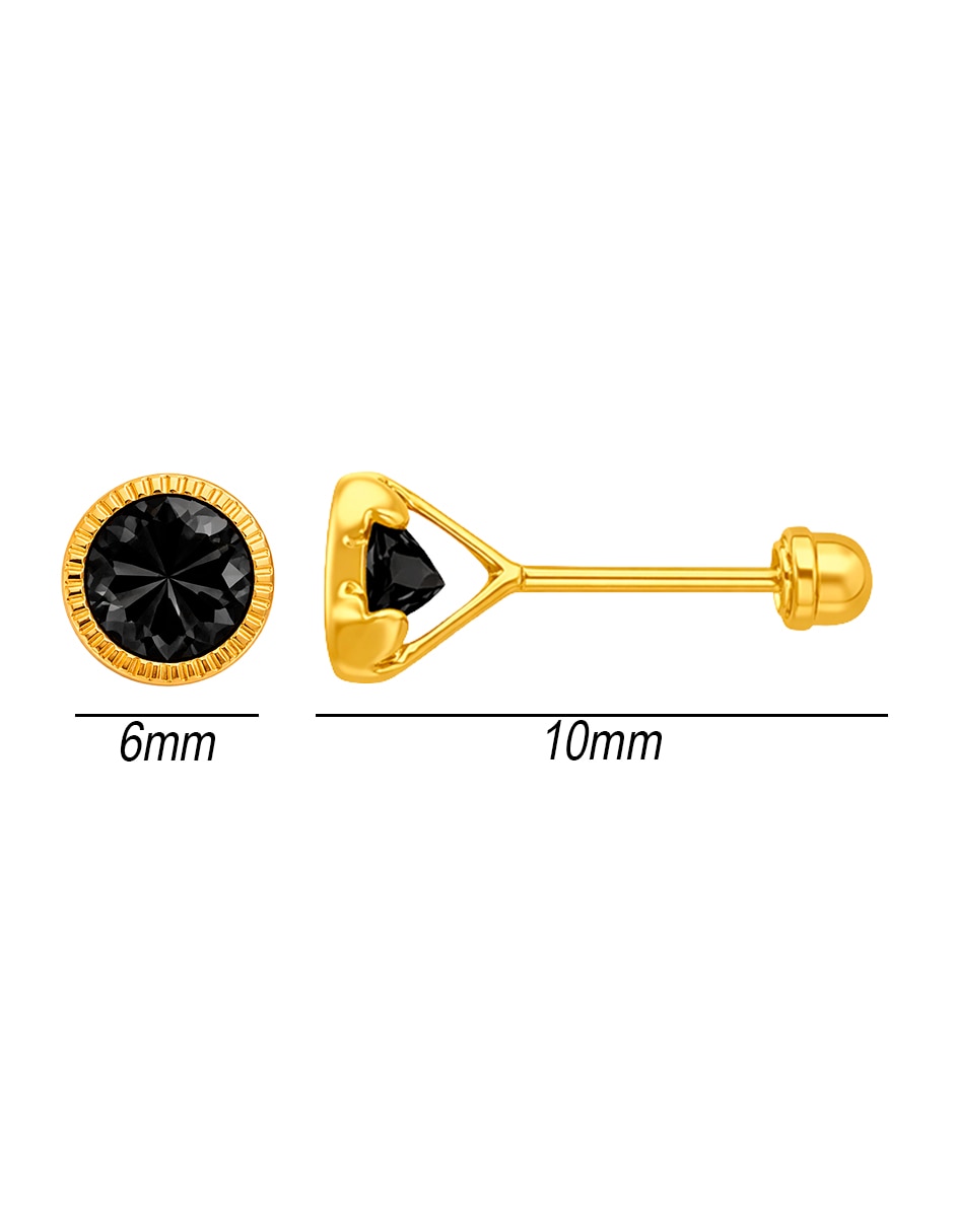 Broqueles de circular de oro 14 k con acabado brillante zirconia 5