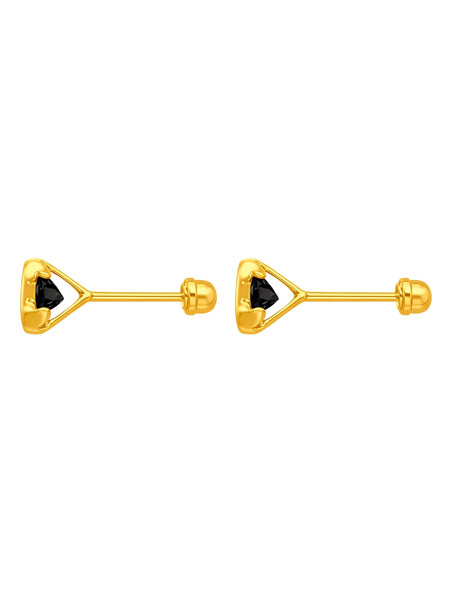 Broqueles de circular de oro 14 k con acabado brillante zirconia 2