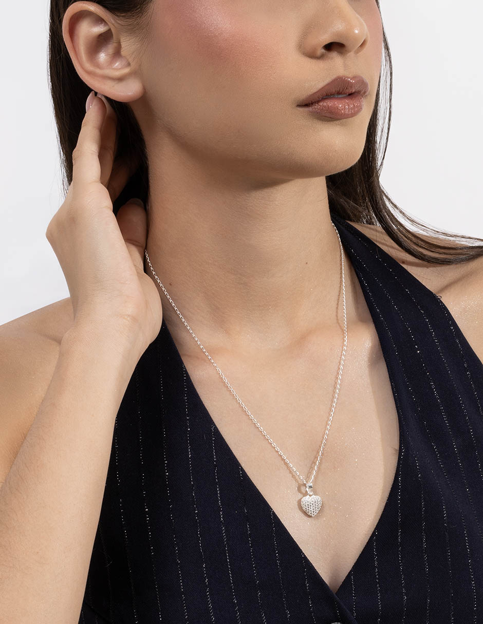 Collar con dije de corazón de plata P 925 3