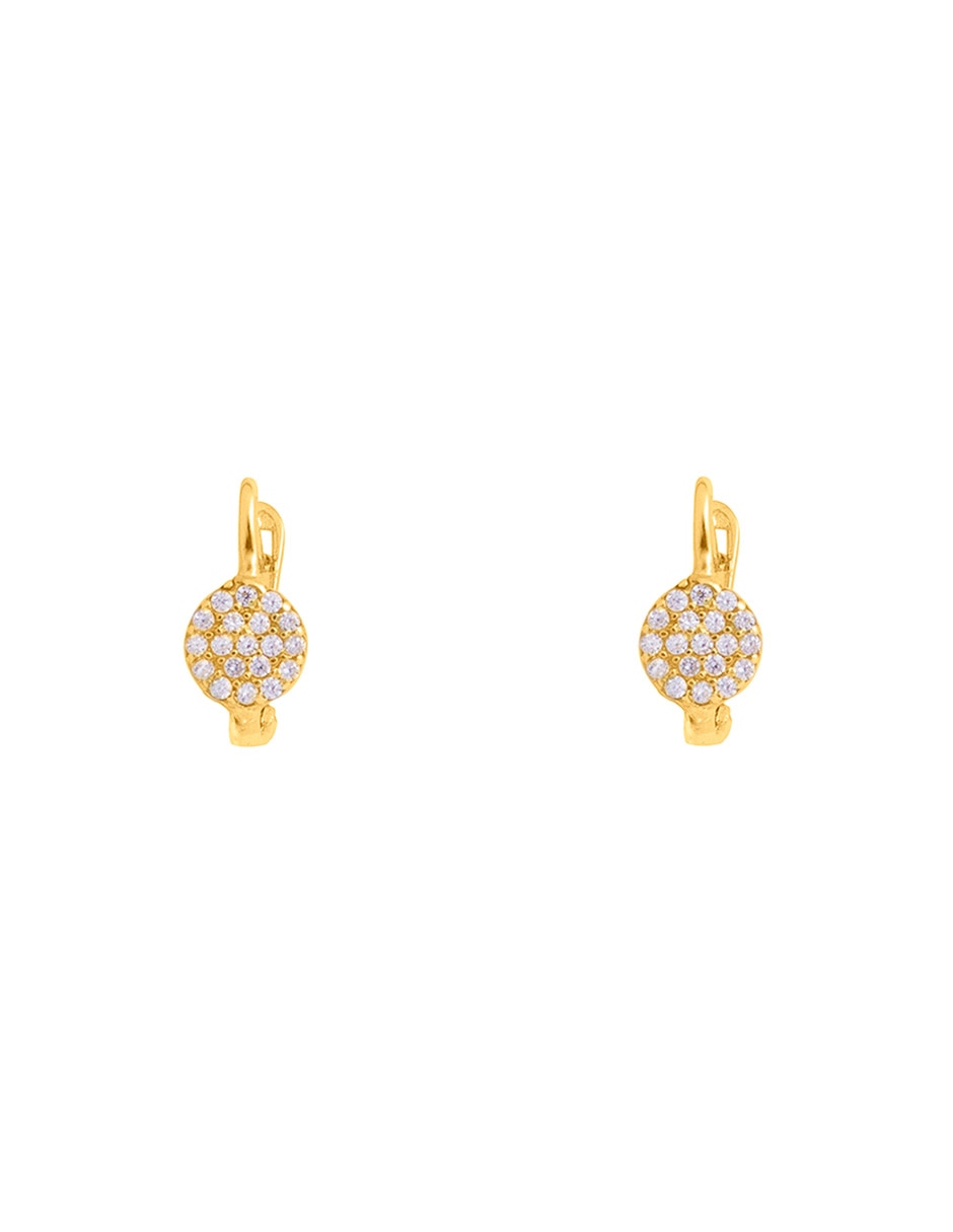 Aretes cortos Unlimited By Ob de oro amarillo 10 k con acabado pulido zirconia