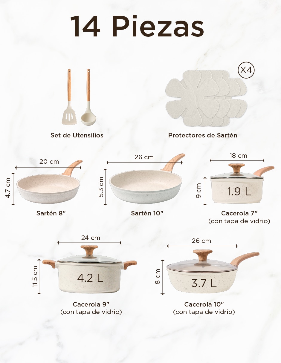 Batería de cocina Magma Life de aluminio fundido antiadherente sin pfoa 14 piezas