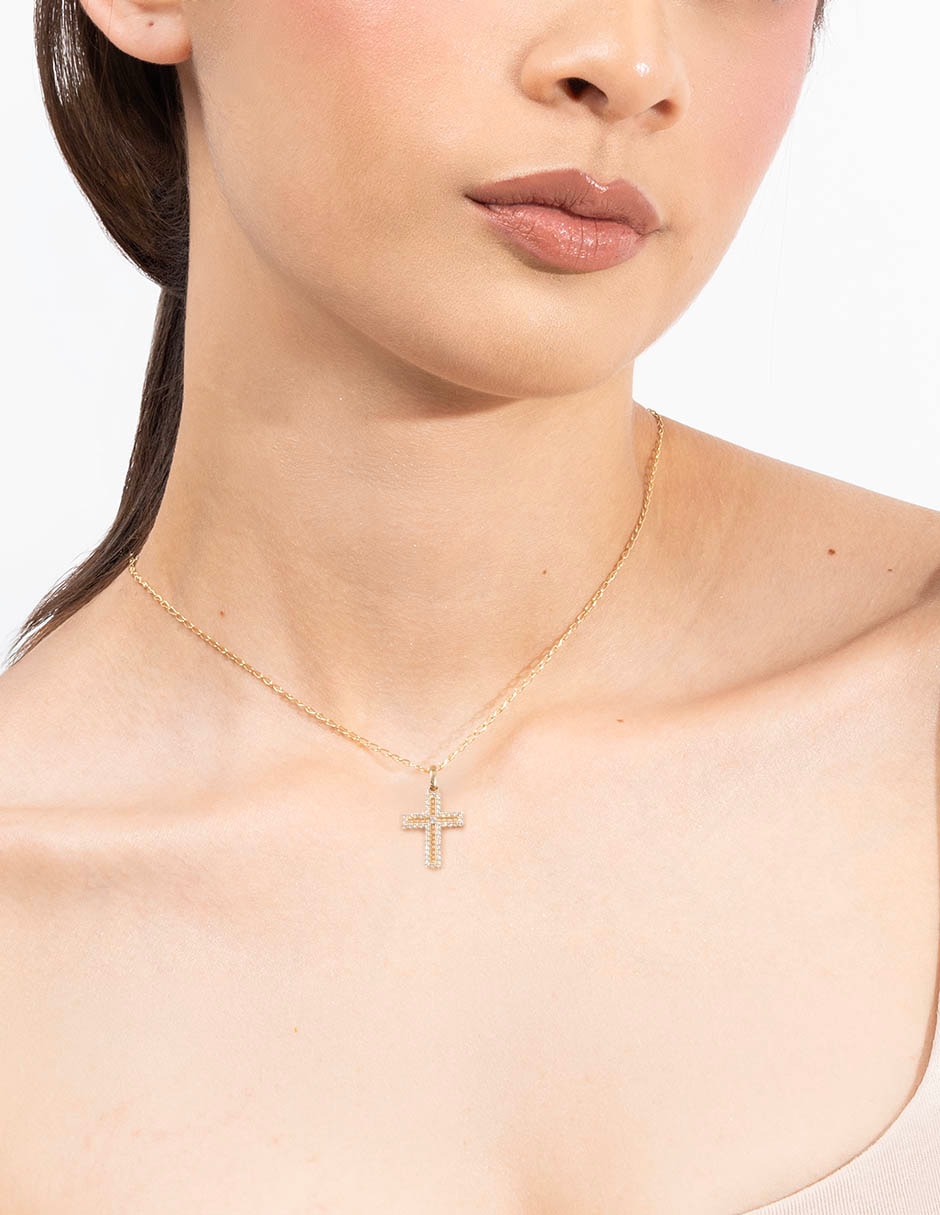 Collar con dije de cruz Unlimited By Ob de oro amarillo 10 k
