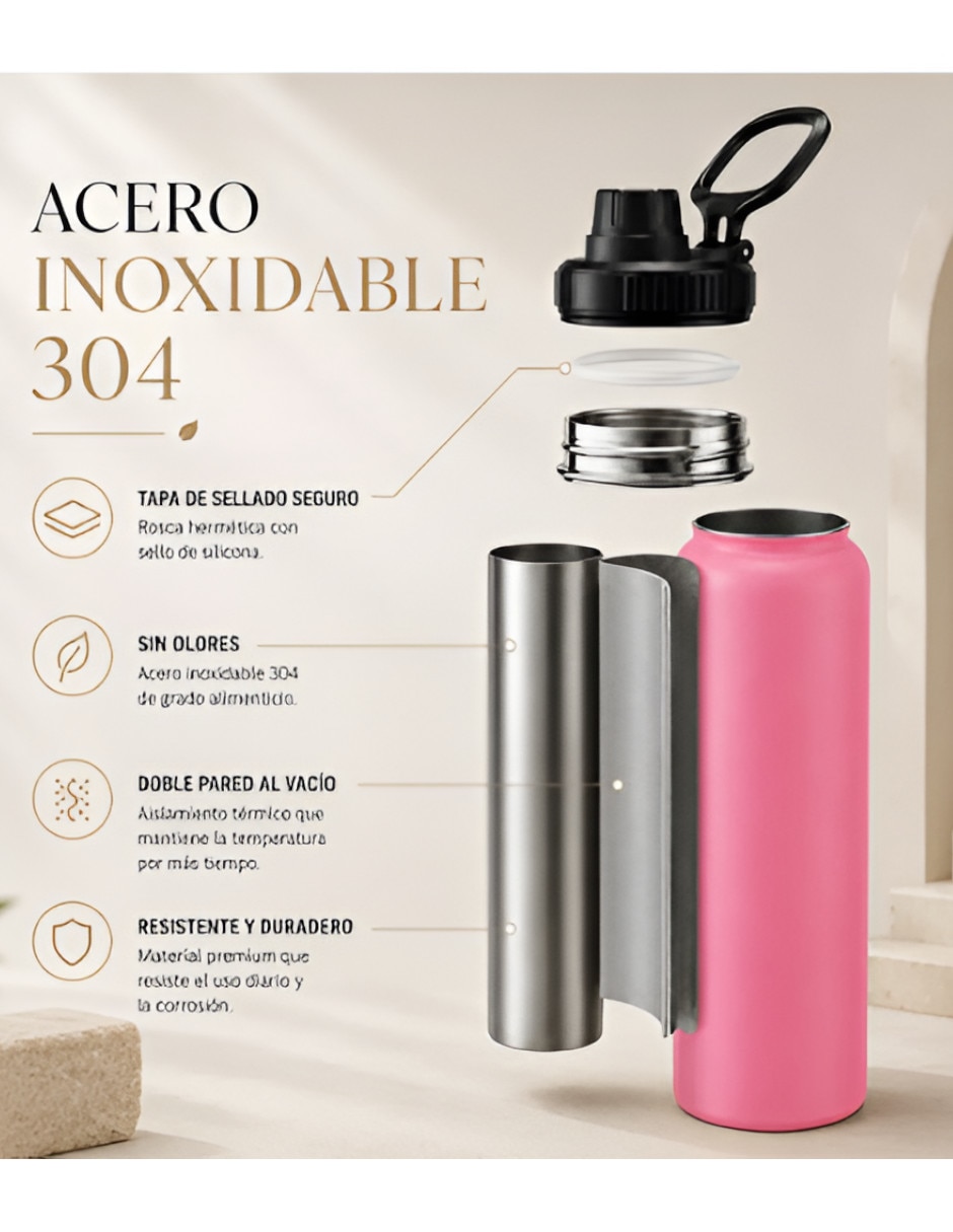 Termo de acero inoxidable con tapa rosca 1.1 L 2