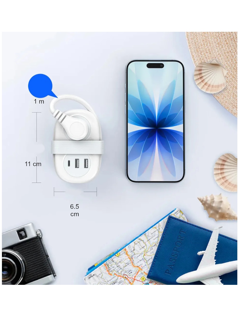 Multicontacto Genérica de 2 salidas y 2 puertos USB