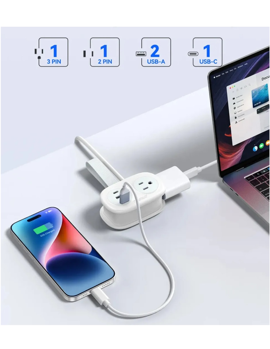 Multicontacto Genérica de 2 salidas y 2 puertos USB