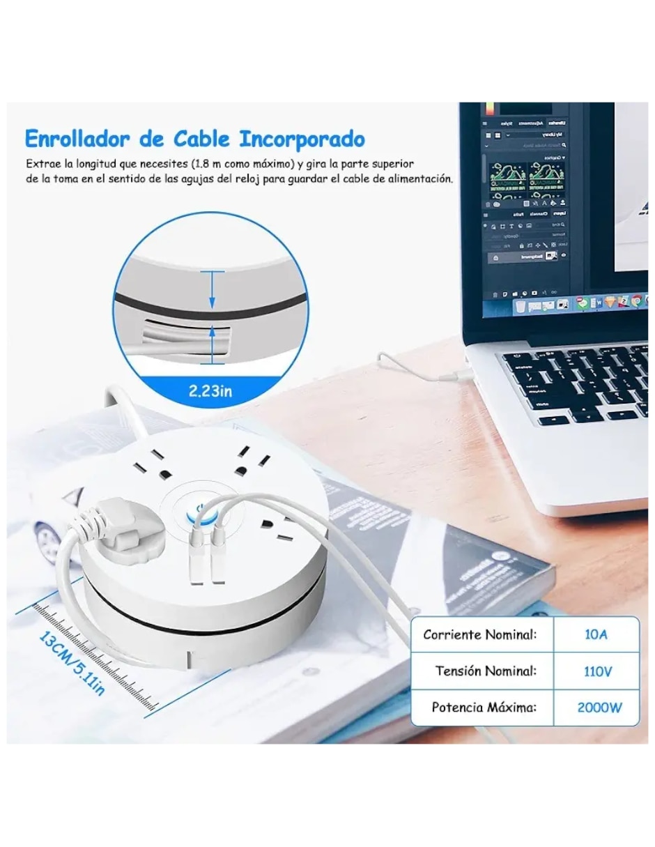 Multicontacto Genérica de 4 contactos y 2 puertos usb