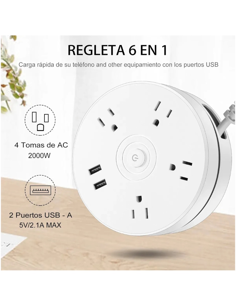 Multicontacto Genérica de 4 contactos y 2 puertos usb