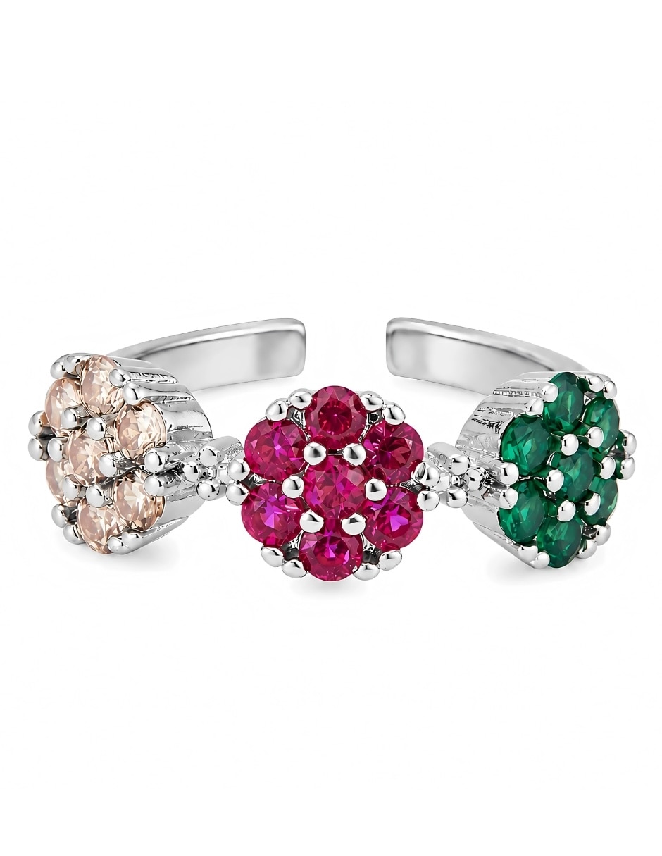 Anillo de flor Bloom acabado de baño de rodio