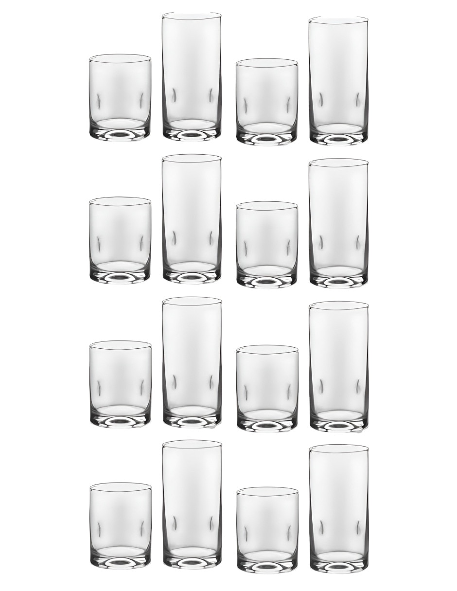 Set de vasos para jugo de vidrio con 16 piezas