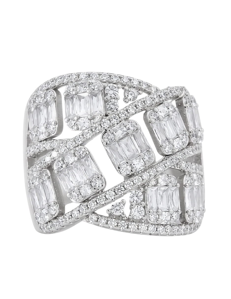 Anillo Yoiko zirconia baño de rodio