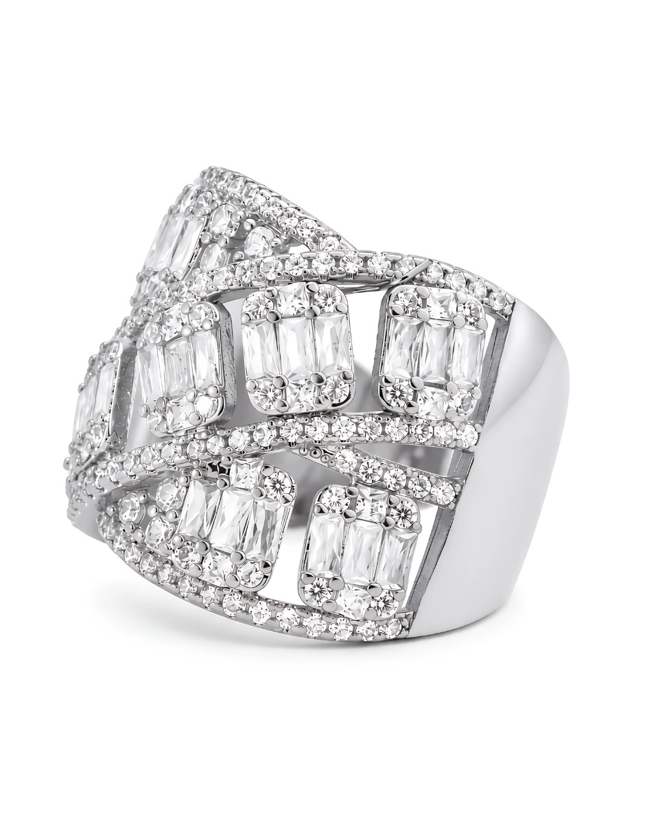 Anillo Yoiko zirconia baño de rodio