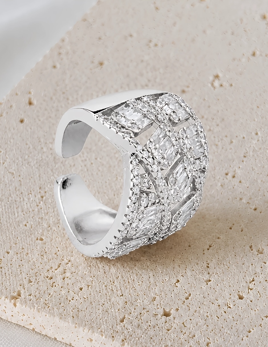 Anillo Yoiko zirconia baño de rodio