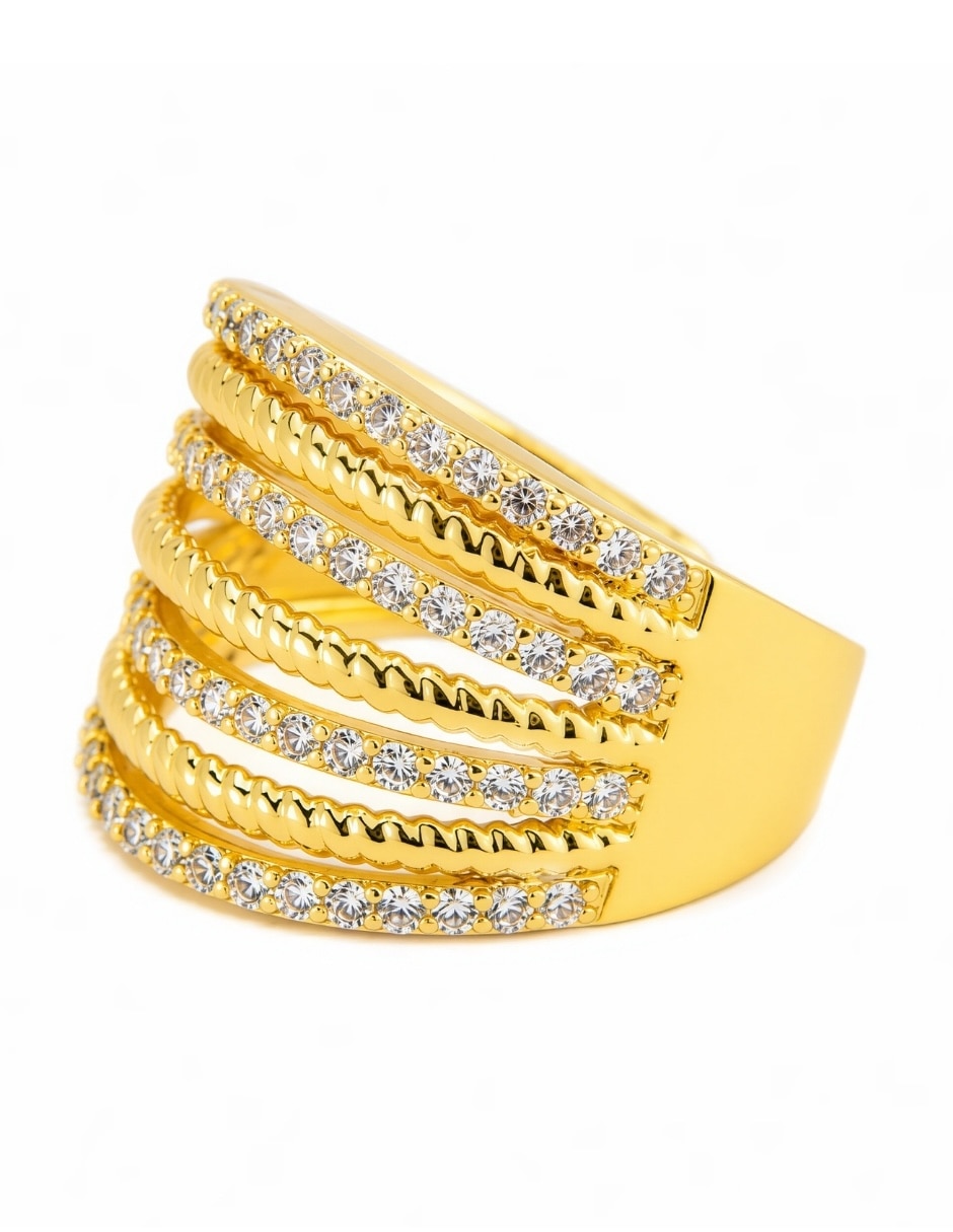 Anillo Yoiko zirconia baño de oro 18 k