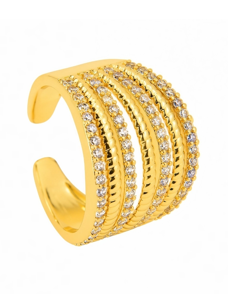 Anillo Yoiko zirconia baño de oro 18 k
