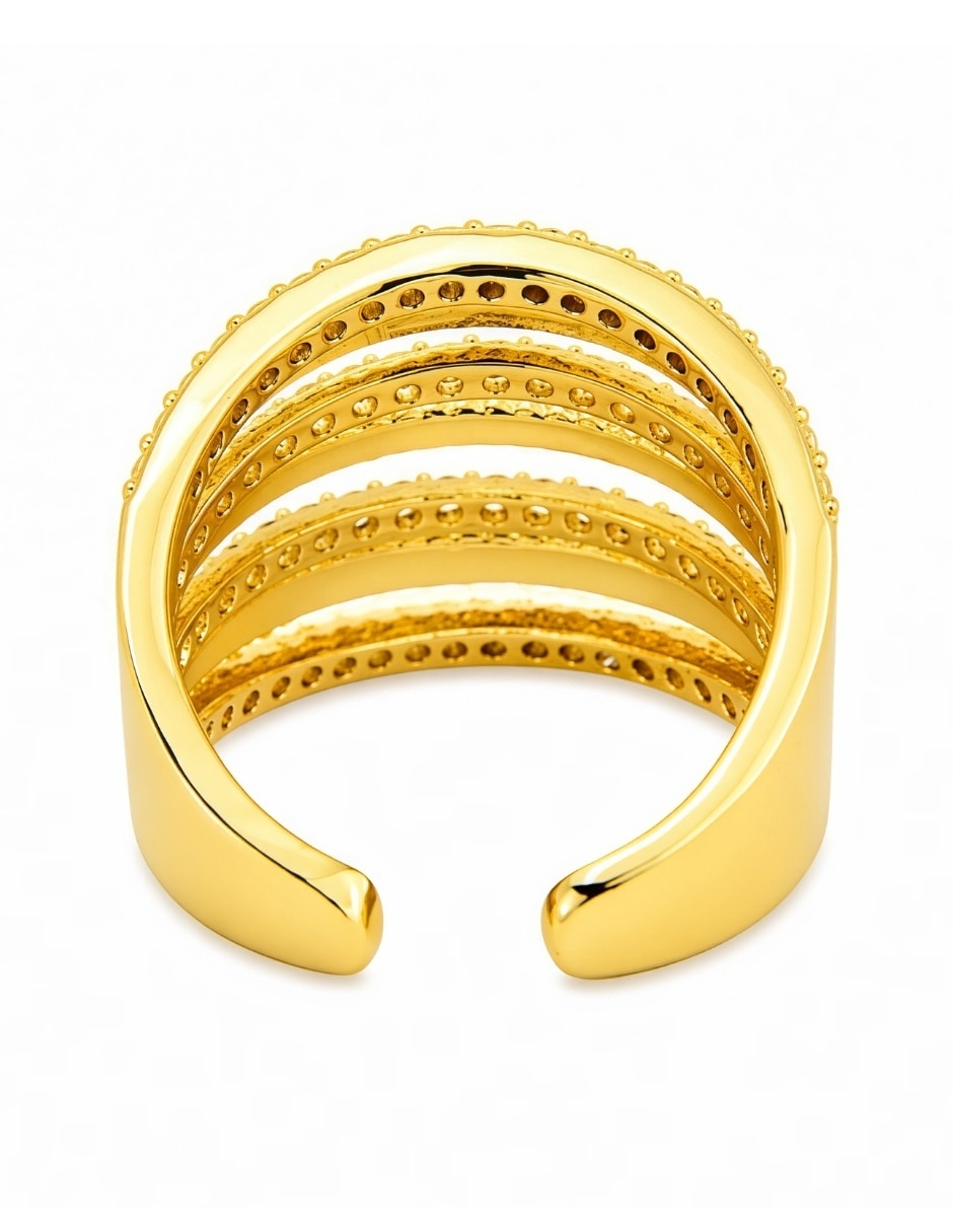 Anillo Yoiko zirconia baño de oro 18 k