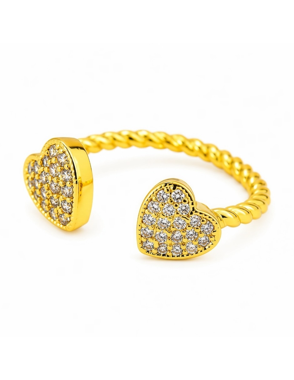Anillo de corazón yoiko amorette golden zirconia baño de oro