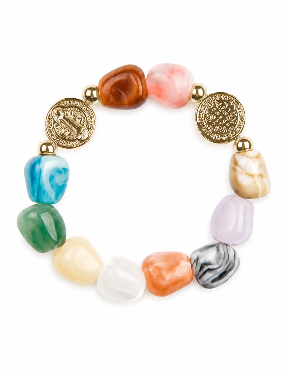 Pulsera con resina san benito arcoíris
