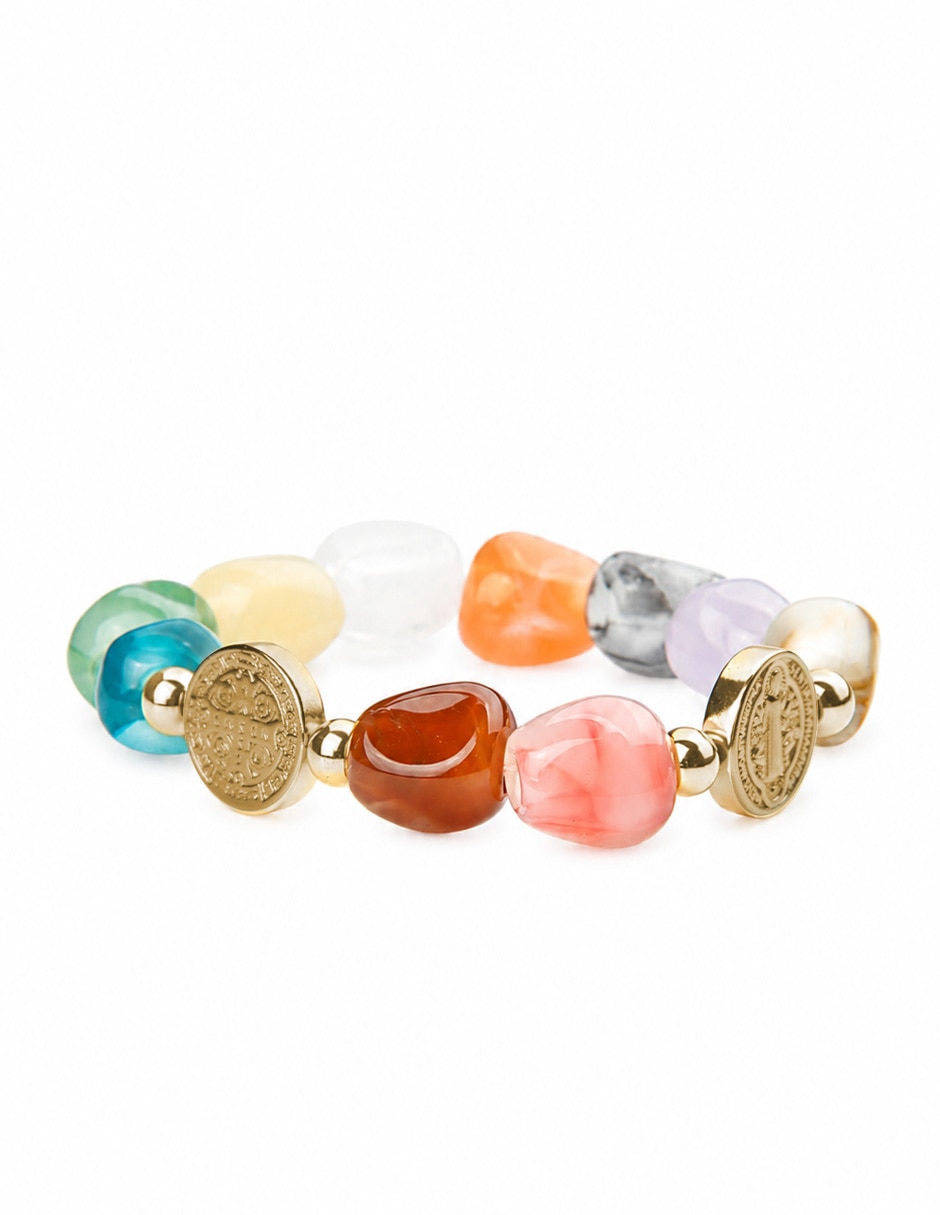 Pulsera con resina san benito arcoíris 2