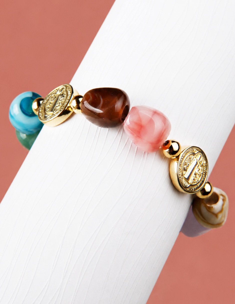 Pulsera con resina san benito arcoíris 5