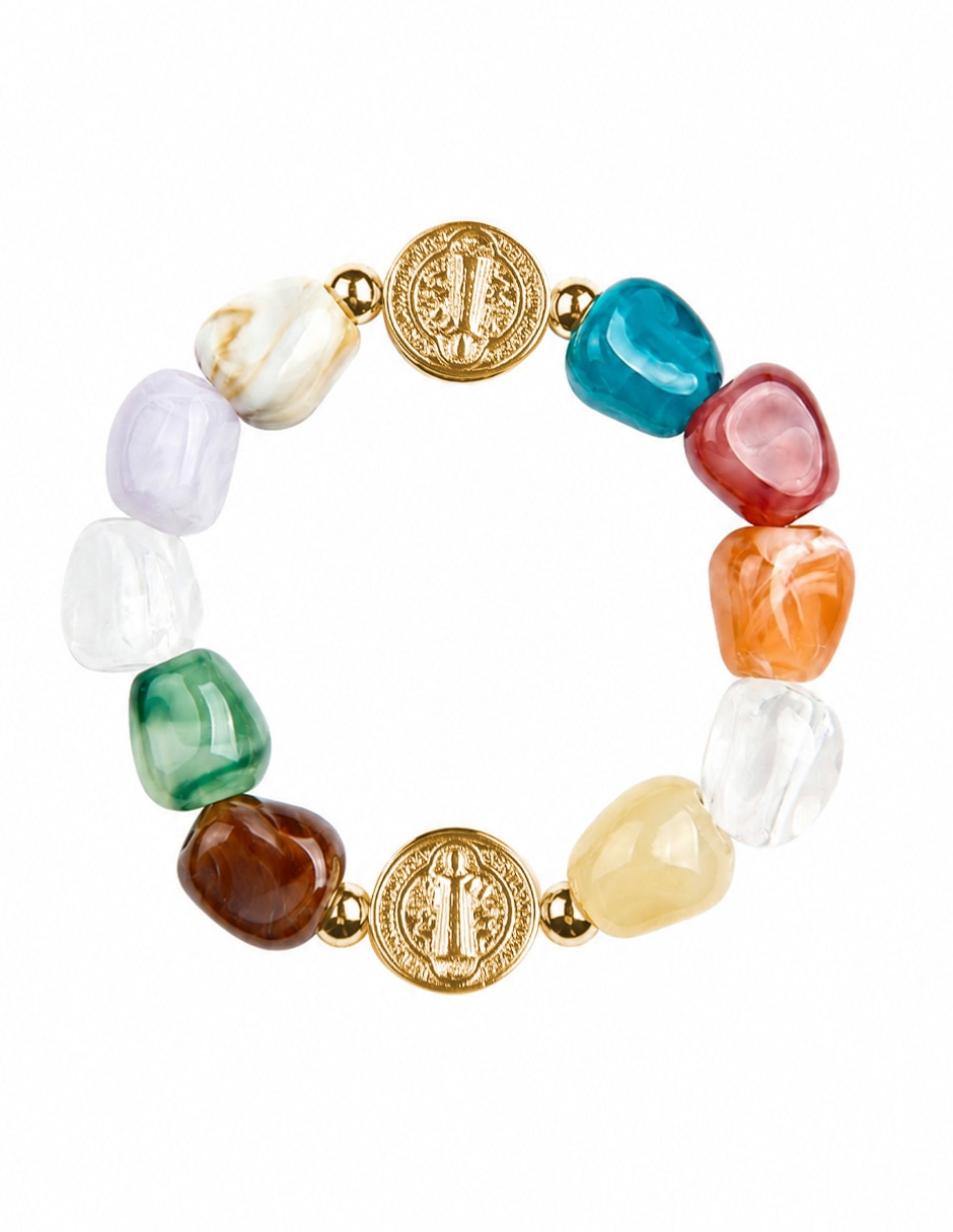 Pulsera yoiko con resina san benito arcoíris