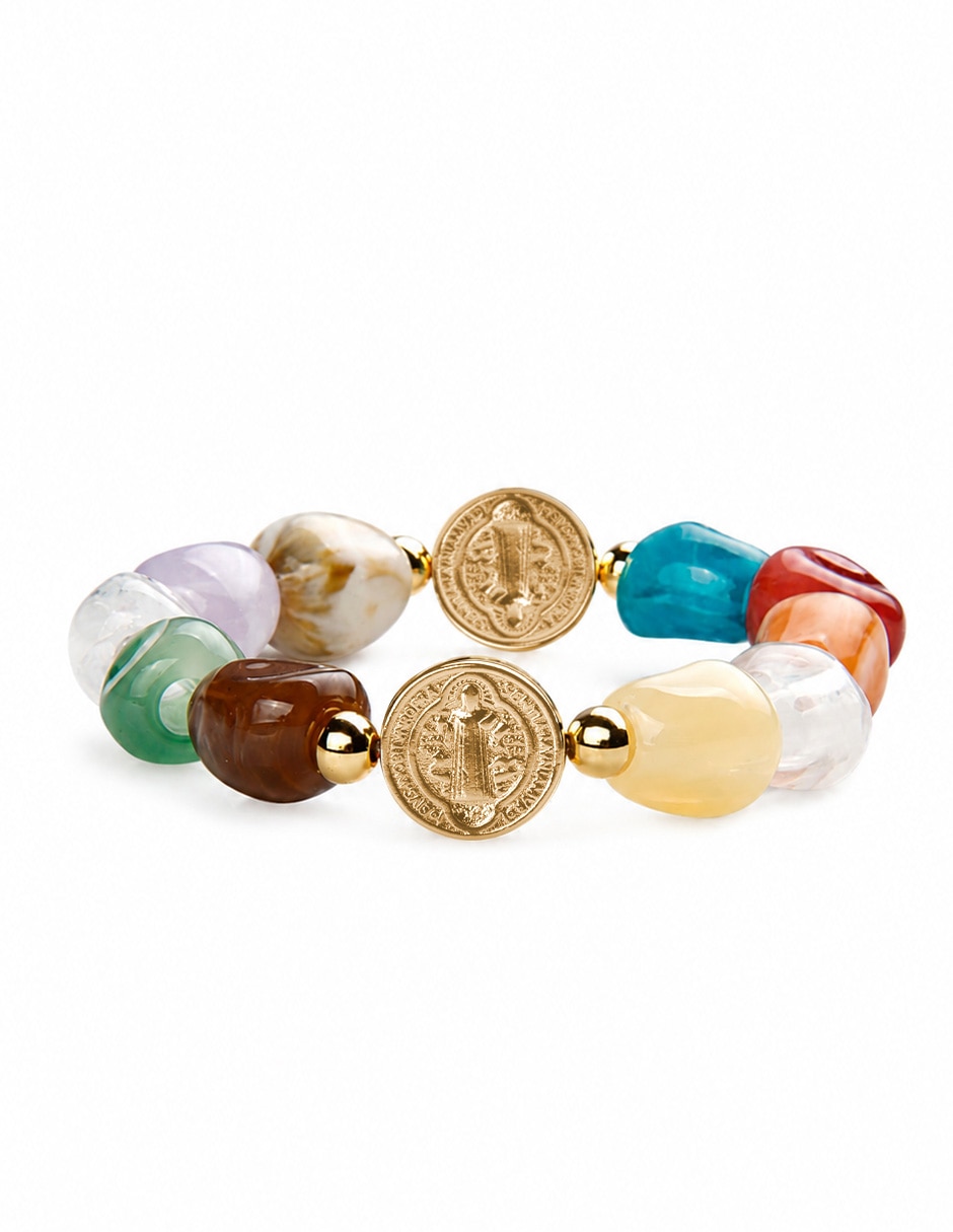 Pulsera yoiko con resina san benito arcoíris