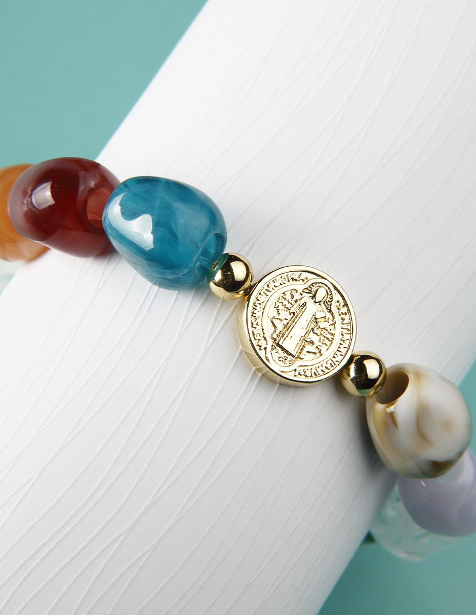 Pulsera yoiko con resina san benito arcoíris