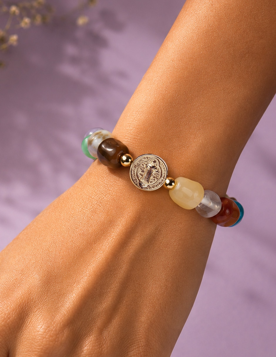 Pulsera yoiko con resina san benito arcoíris