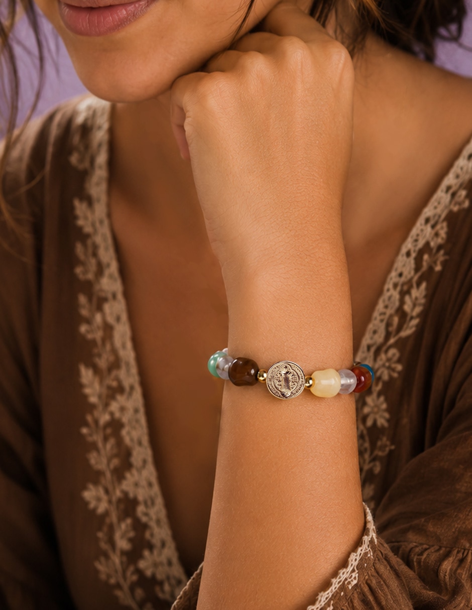 Pulsera yoiko con resina san benito arcoíris