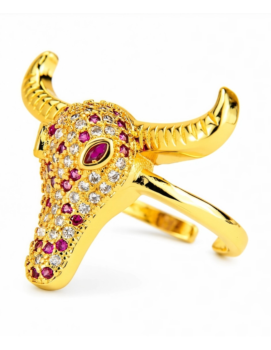 Anillo de animal Yoiko Taurus baño de oro 18 k