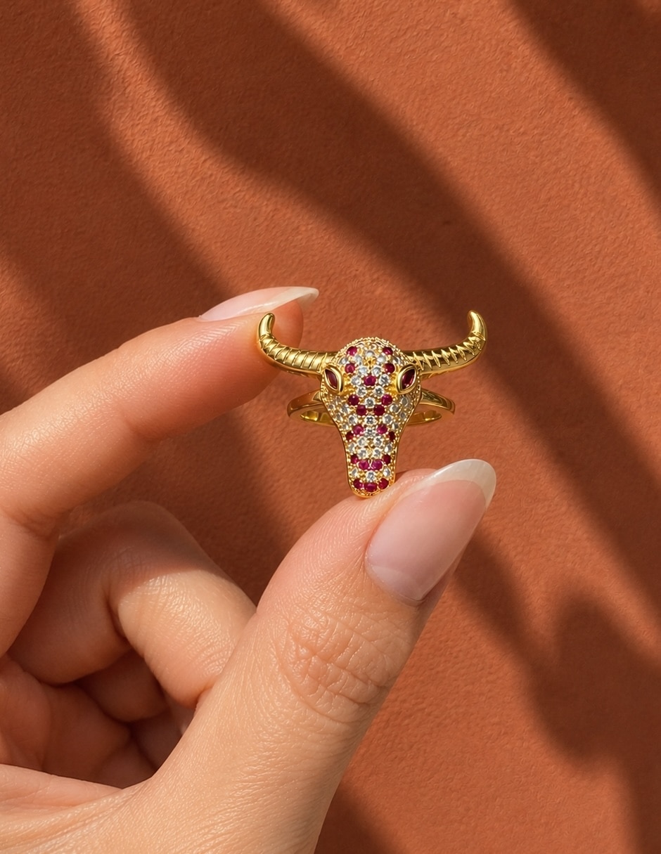 Anillo de animal Yoiko Taurus baño de oro 18 k
