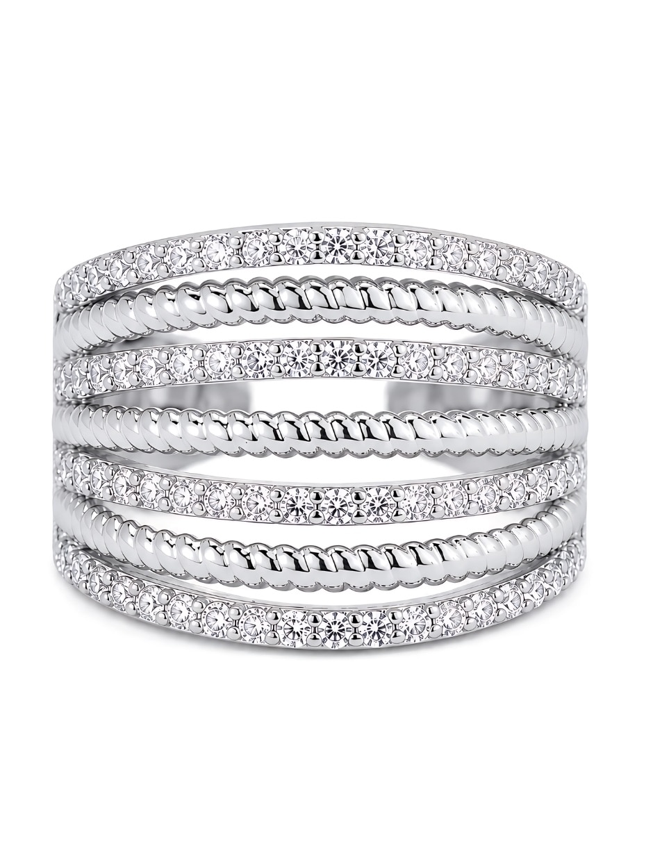 Anillo zirconia baño de rodio