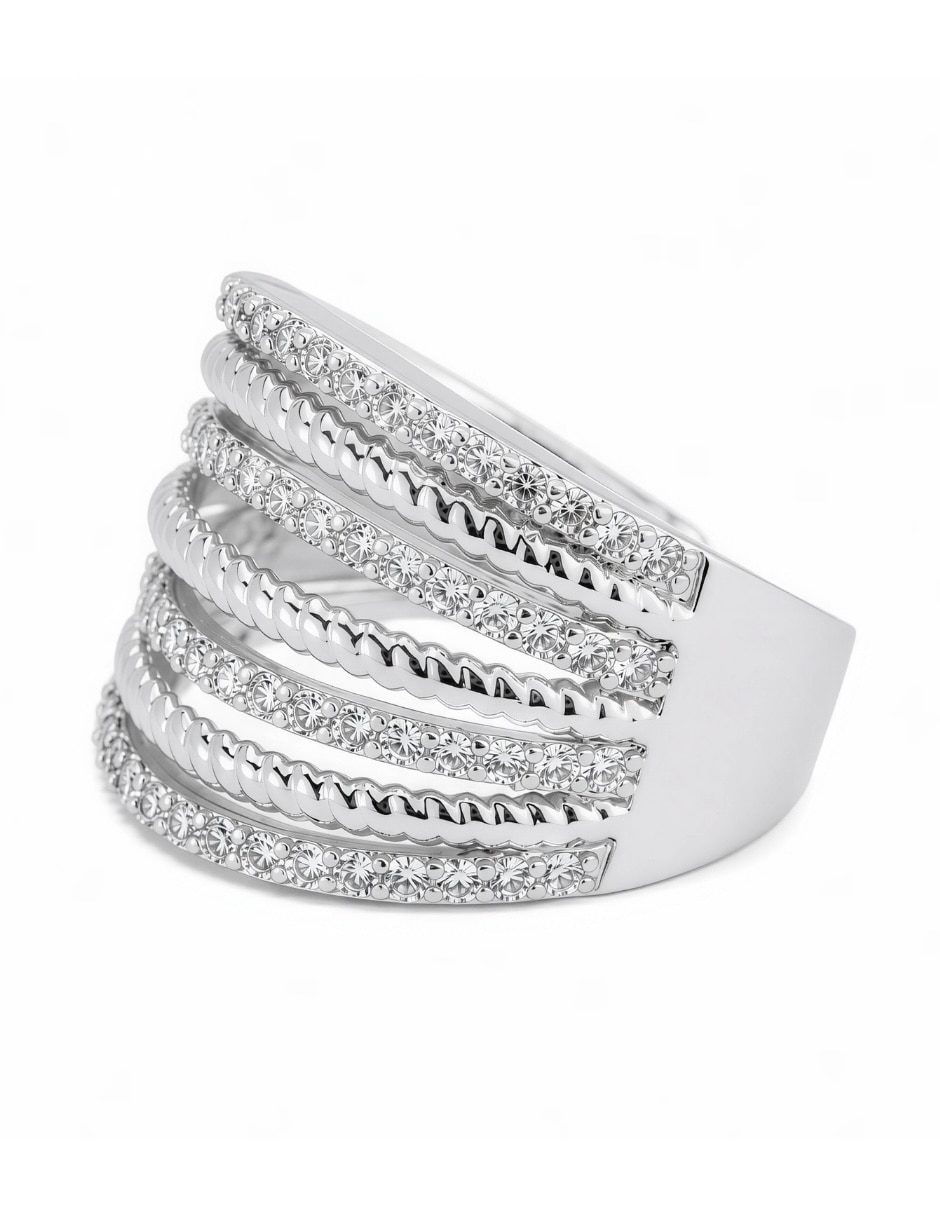Anillo Yoiko zirconia baño de rodio