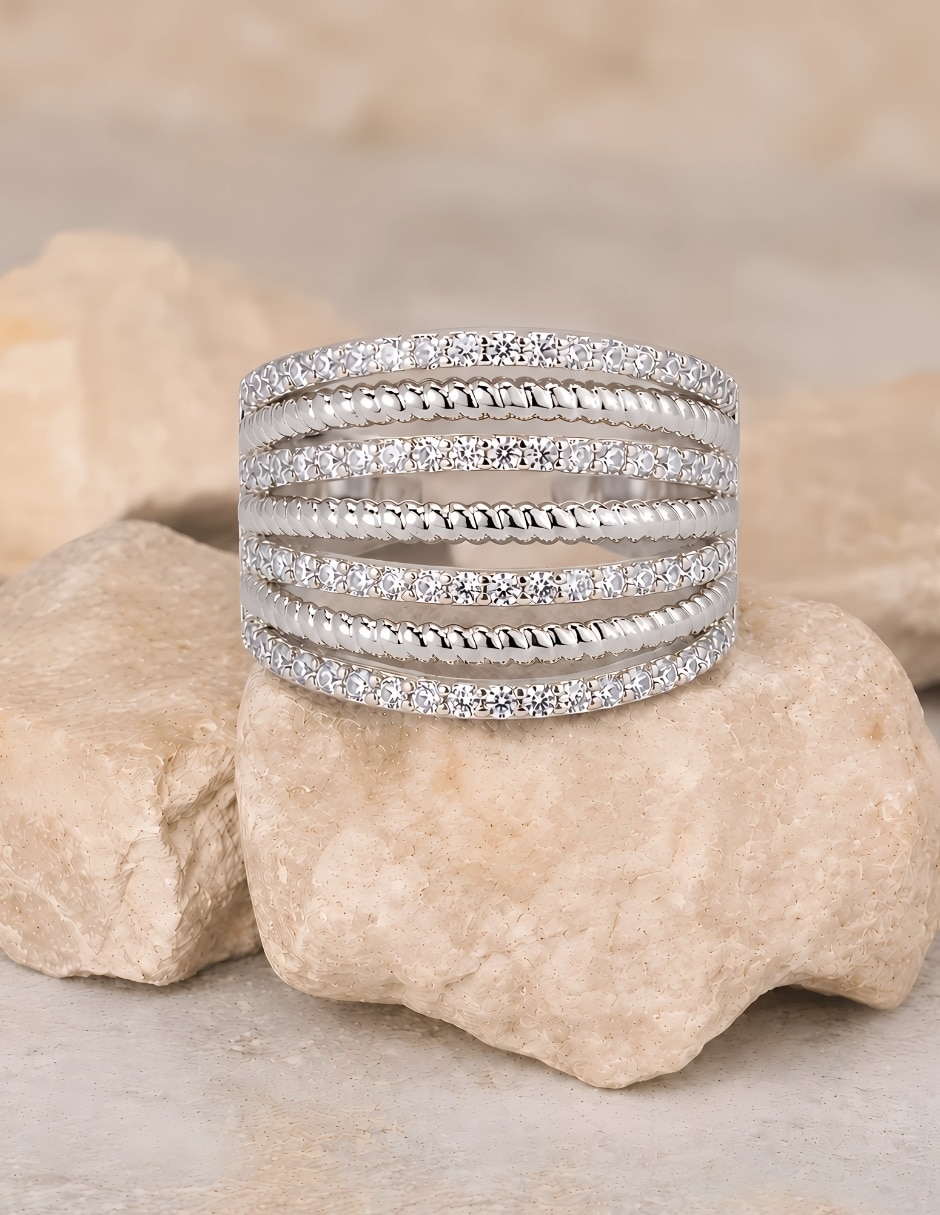 Anillo Yoiko zirconia baño de rodio