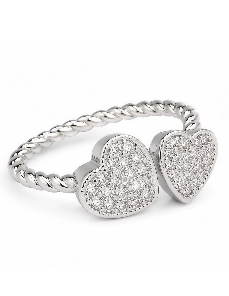 Anillo de corazón yoiko amorette zirconia baño de rodio